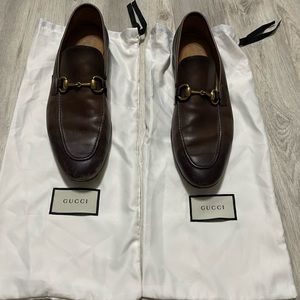 GUCCI Mens Jordaan brown horsebit loafers leather 406994 Sz 10UK fits 11US Fair
